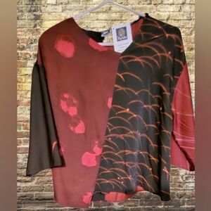 Komono Asymmetrical Red and Black Blouse